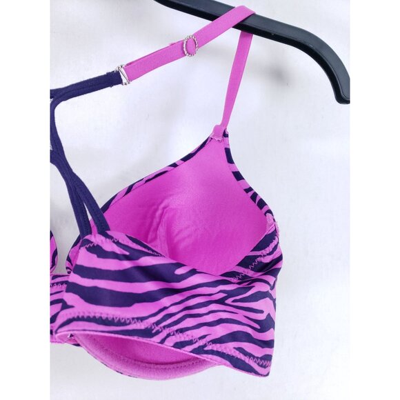 Rampage Push-Up Front Close Bra Zebra Print Pink & Black Size 38C - Picture 2 of 6